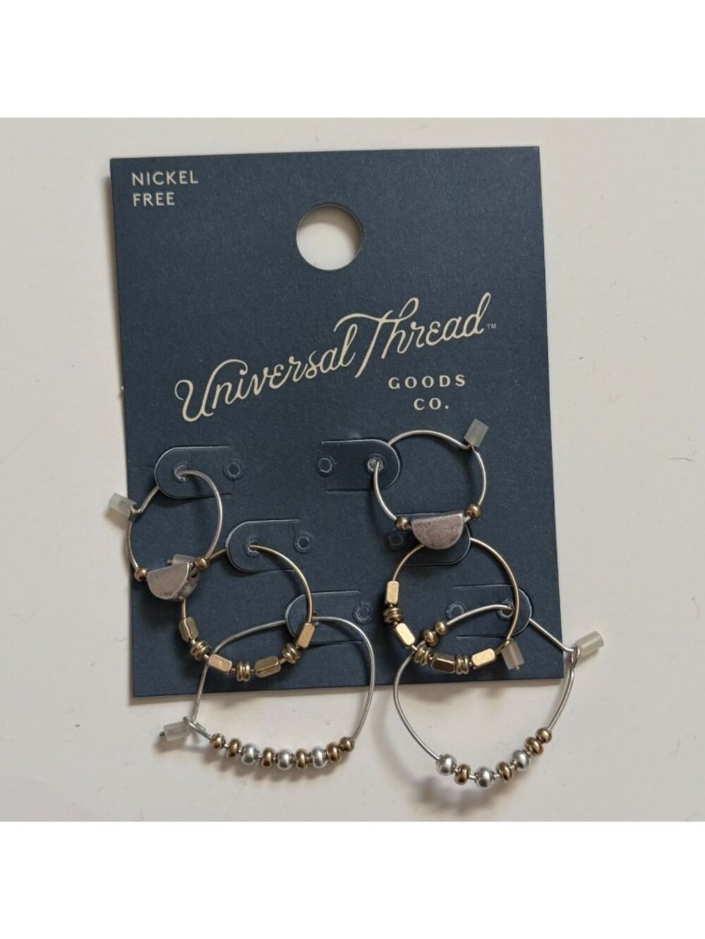 Universal Thread Hoop Earrings-Boho Style-3 Pair-New-Nickel Free